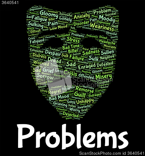 Image of Problems Word Shows Stumbling Block And Dilemma