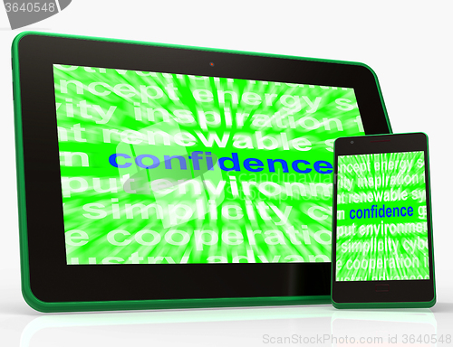 Image of Confidence Tablet Shows Self-Assurance Composure And Belief