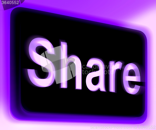 Image of Share Sign Shows Sharing Webpage Or Picture Online