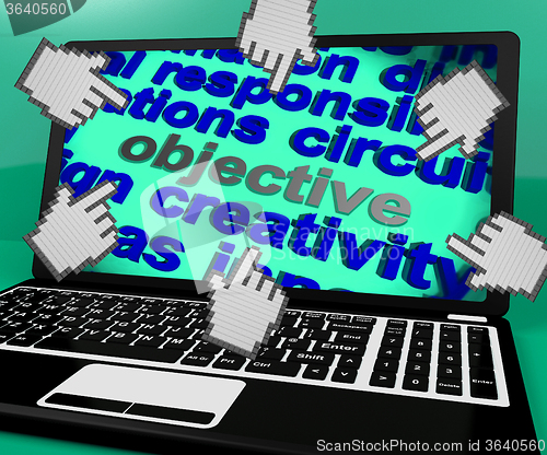 Image of Objective Laptop Screen Means Purpose Goal And Target