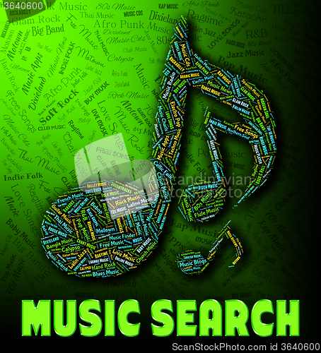 Image of Music Search Shows Gathering Data And Analysis