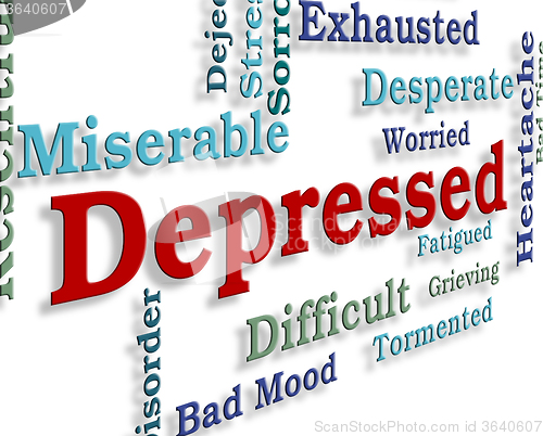 Image of Depressed Word Shows Desperation Wordcloud And Anxious