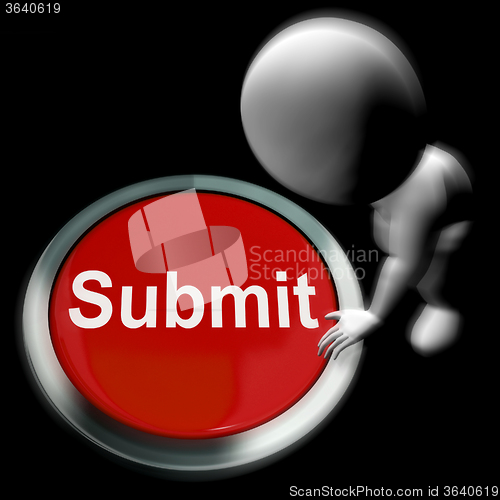 Image of Submit Pressed Shows Submission Or Handing In