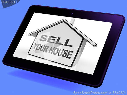 Image of Sell Your House Home Tablet Shows Listing Real Estate