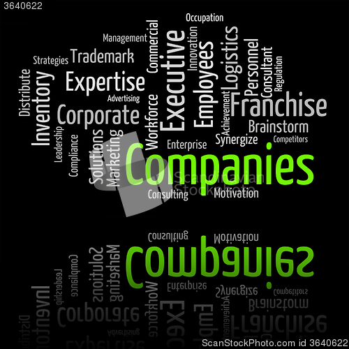 Image of Companies Word Represents Wordclouds Businesses And Corporations
