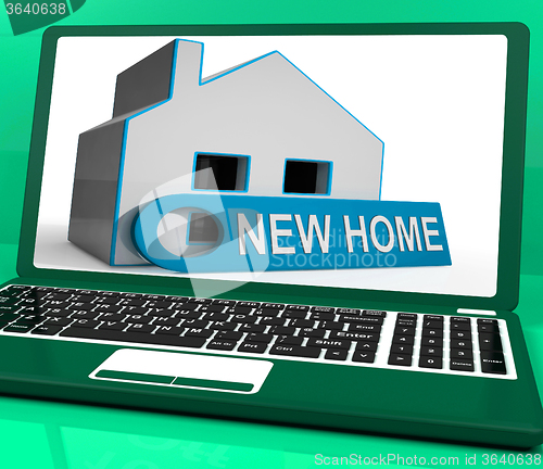 Image of New Home House Laptop Means Finding And Purchasing Property