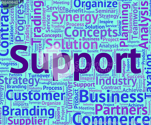 Image of Support Word Indicates Supporting Wordcloud And Text