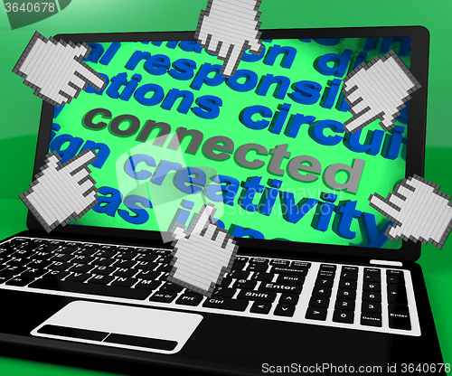 Image of Connected Laptop Word Shows Globalisation Internet And Networkin