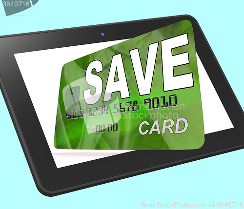 Image of Save Bank Card Calculated Means Setting Aside Money In Savings A