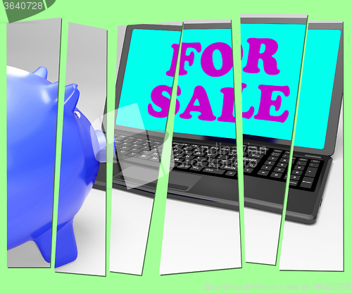 Image of For Sale Piggy Bank Means Advertising Products To Buyers