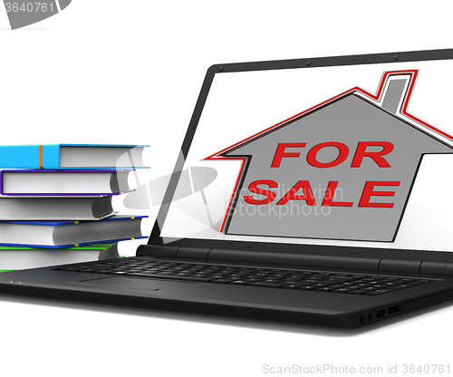 Image of For Sale House Laptop Means Selling Real Estate