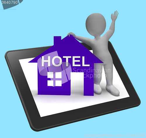 Image of Hotel House Tablet Shows Vacation Accommodation And Rooms