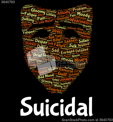 Image of Suicidal Word Shows Potential Suicide And Deadly
