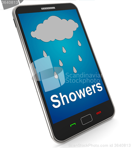 Image of Showers On Mobile Means Rain Rainy Weather