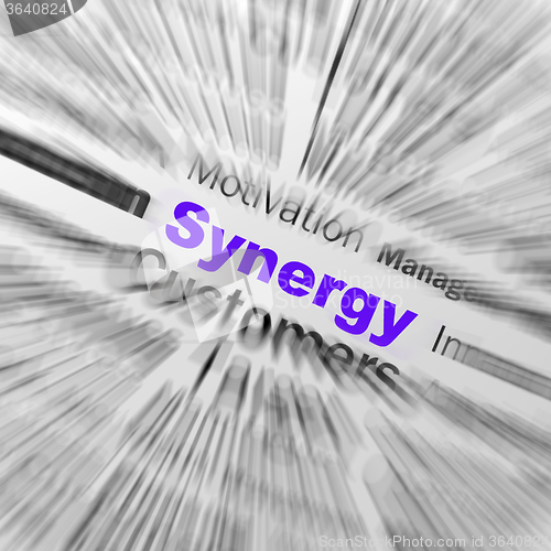 Image of Synergy Sphere Definition Displays Team Work And Cooperation