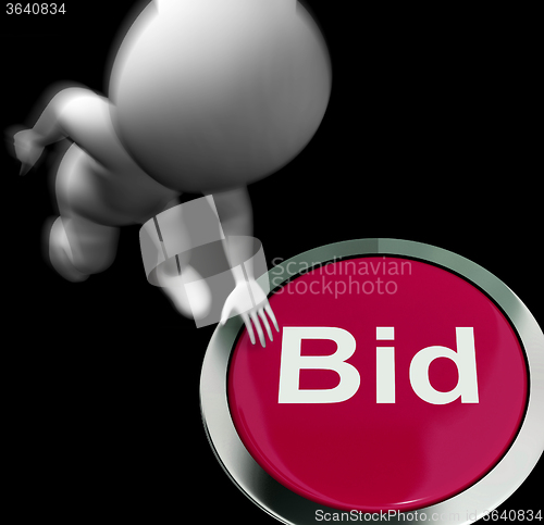 Image of Bid Pressed Shows Auction Buying And Selling