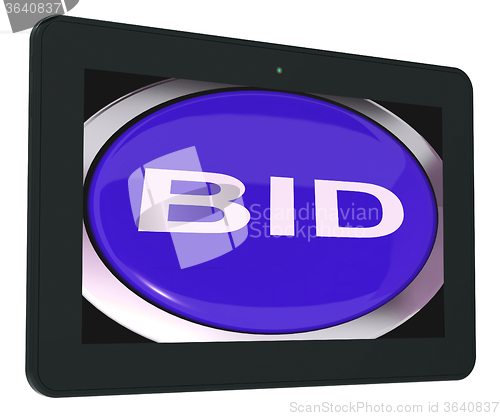 Image of Bid Tablet Shows Online Auction Or Bidding
