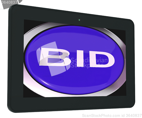 Image of Bid Tablet Shows Online Auction Or Bidding