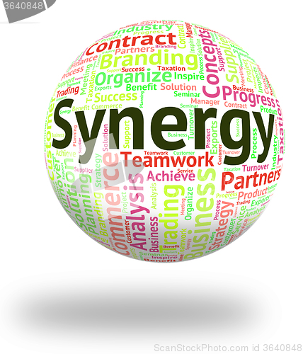 Image of Synergy Word Indicates Work Together And Collaboration