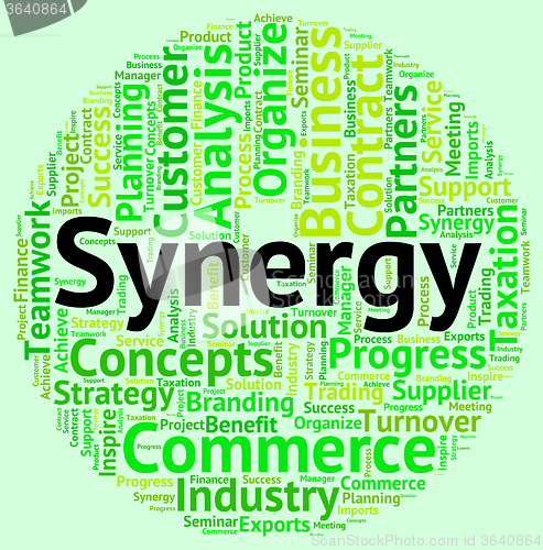 Image of Synergy Word Indicates Working Together And Cooperation