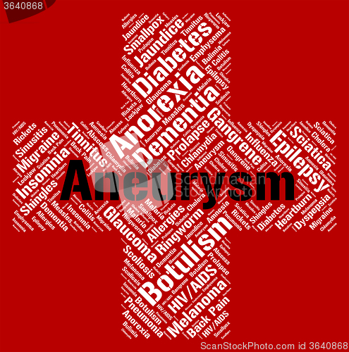 Image of Aneurysm Word Indicates Artery Wall And Afflictions