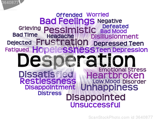 Image of Desperation Word Shows Text Fraught And Distressed