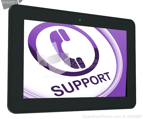 Image of Support Tablet Shows Call For Advice