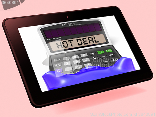 Image of Hot Deal Calculator Tablet Shows Bargain Or Promo