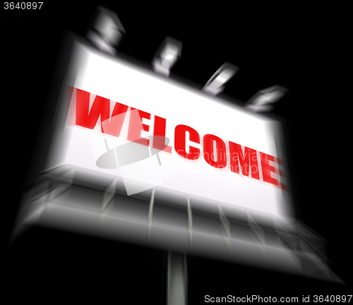 Image of Welcome Sign Displays Hospitality Entrance and Admittance