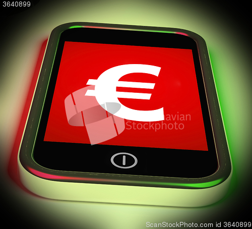 Image of Euro Sign On Mobile Shows European Currency