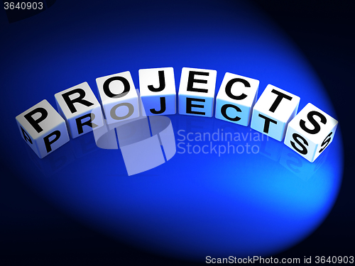 Image of Projects Dice Represent Ideas activities Tasks and Enterprises