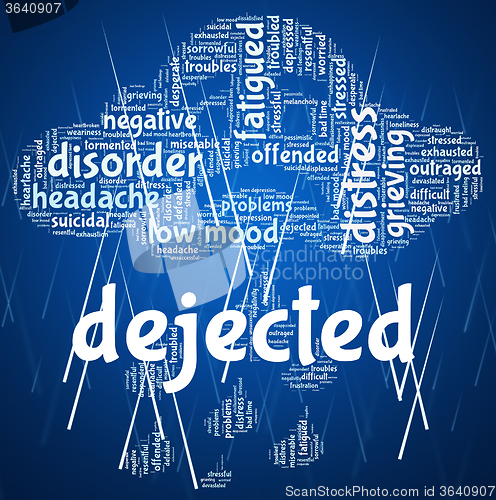 Image of Dejected Word Indicates Miserable Melancholy And Wordcloud