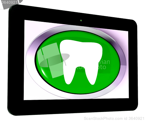 Image of Tooth Tablet Means Dental Appointment Or Teeth