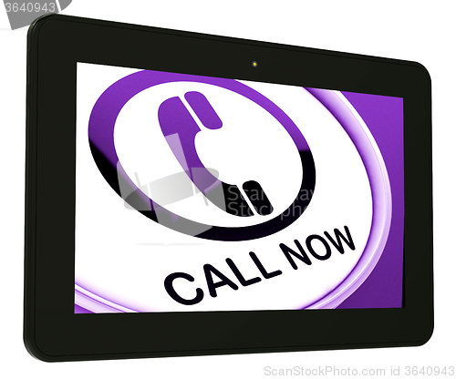 Image of Call Now Tablet Shows Talk or Chat