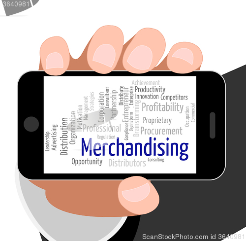 Image of Merchandising Word Means Trading Wordcloud And Promotion