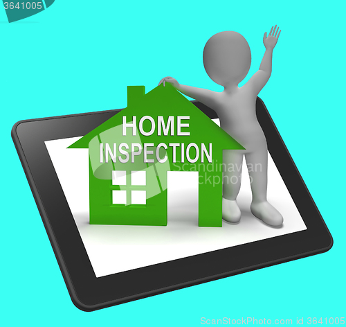 Image of Home Inspection House Tablet Shows Examine Property Close-Up