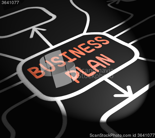 Image of Business Plan Arrows Means Goals And Strategies For Company