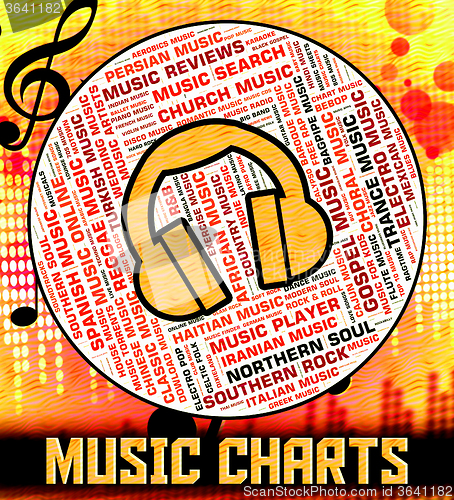 Image of Chart Music Represents Top Twenty And Audio