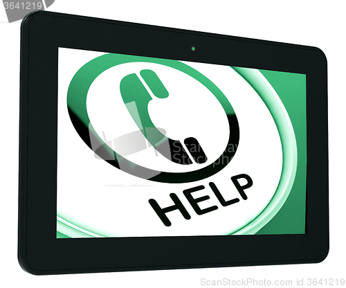 Image of Help Tablet Shows Call For Advice Or Assistance