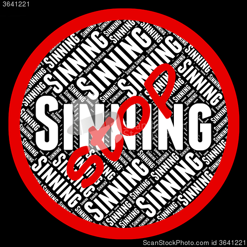 Image of Stop Sinning Shows Warning Sign And Control