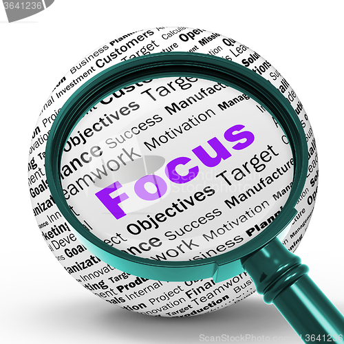 Image of Focus Magnifier Definition Shows Concentration And Targeting