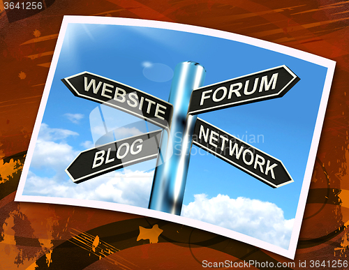 Image of Website Forum Blog Network Sign Shows Internet