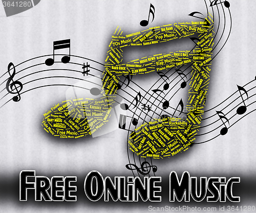 Image of Free Online Music Represents No Charge And Audio