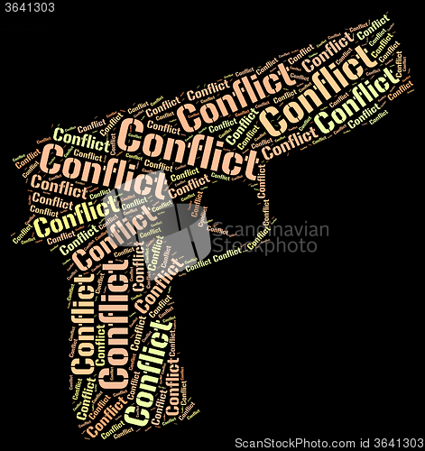 Image of Conflict Word Shows Battle Encounter And Words