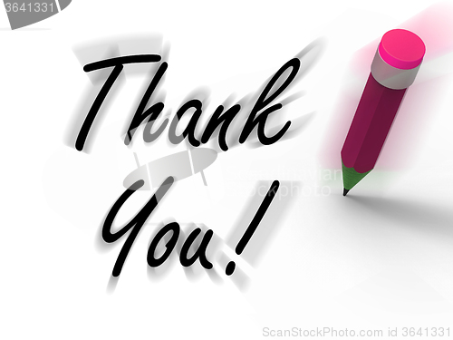 Image of Thank You Sign with Pencil Displays Written Acknowledgement