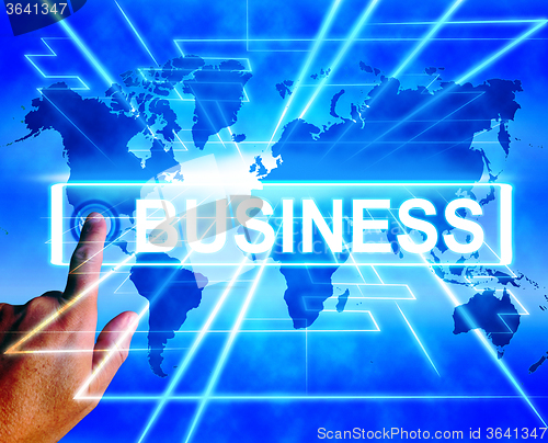 Image of Business Map Displays Worldwide Commerce or Internet Company