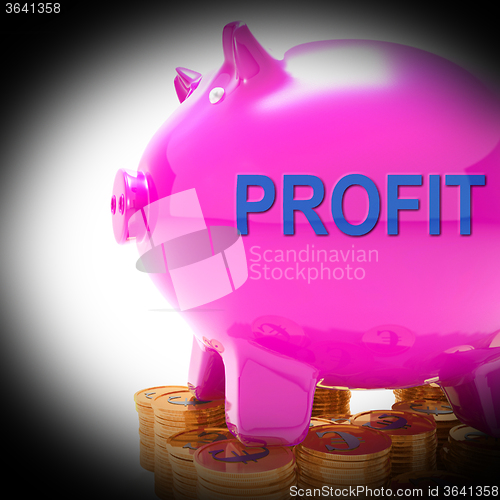 Image of Profit Piggy Bank Coins Means Revenue Return And Surplus