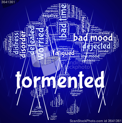 Image of Tormented Word Represents Anguish Afflict And Excruciating