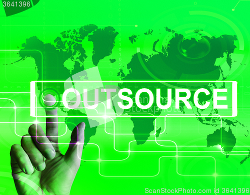 Image of Outsource Map Displays International Subcontracting or Outsourci