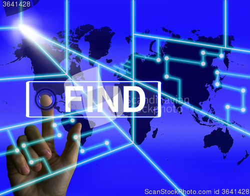 Image of Find Screen Indicates Internet or Online Discovery or Hunt